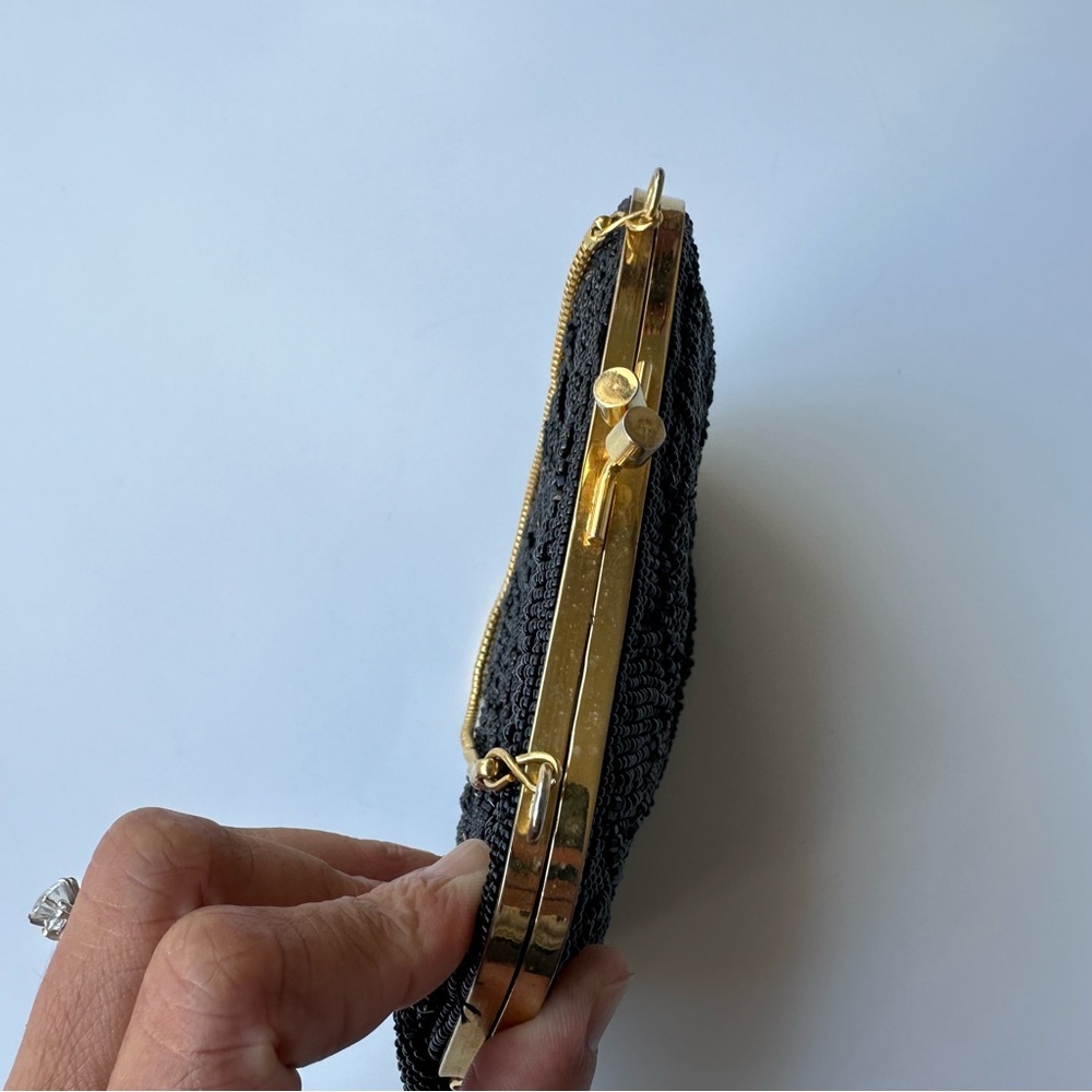VTG 1980s Black Beaded Evening Bag - Picture 4 of 9